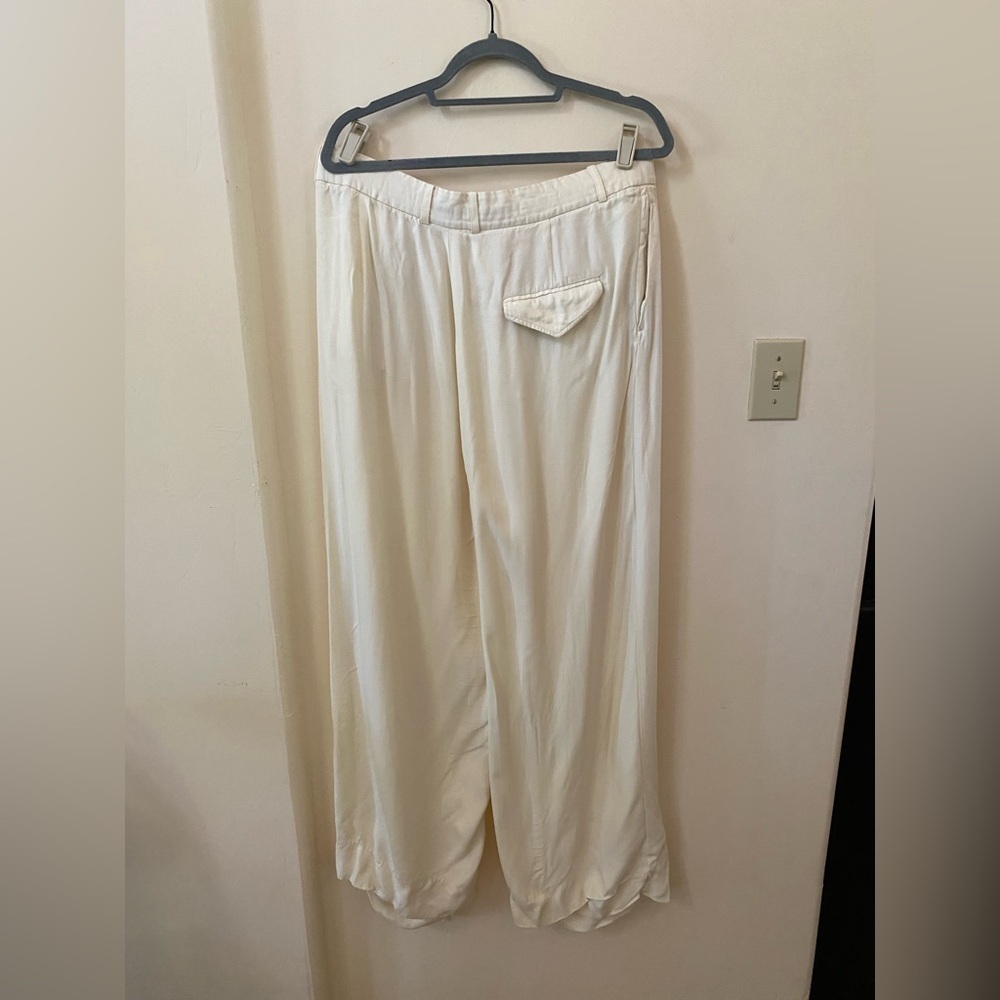 ZARA Light Butter Yellow Wide-Leg Viscose Pants Size XXL - Picture 8 of 8